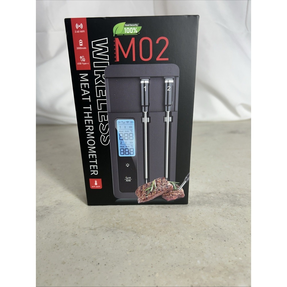Rouuo Smart Wireless Meat Thermometer with Dual Probes, Bluetooth & WiFi Combo